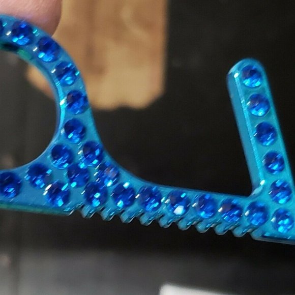 RHINESTONE Bling Double Sided Touchless Door Opener Keychain - Picture 9 of 10